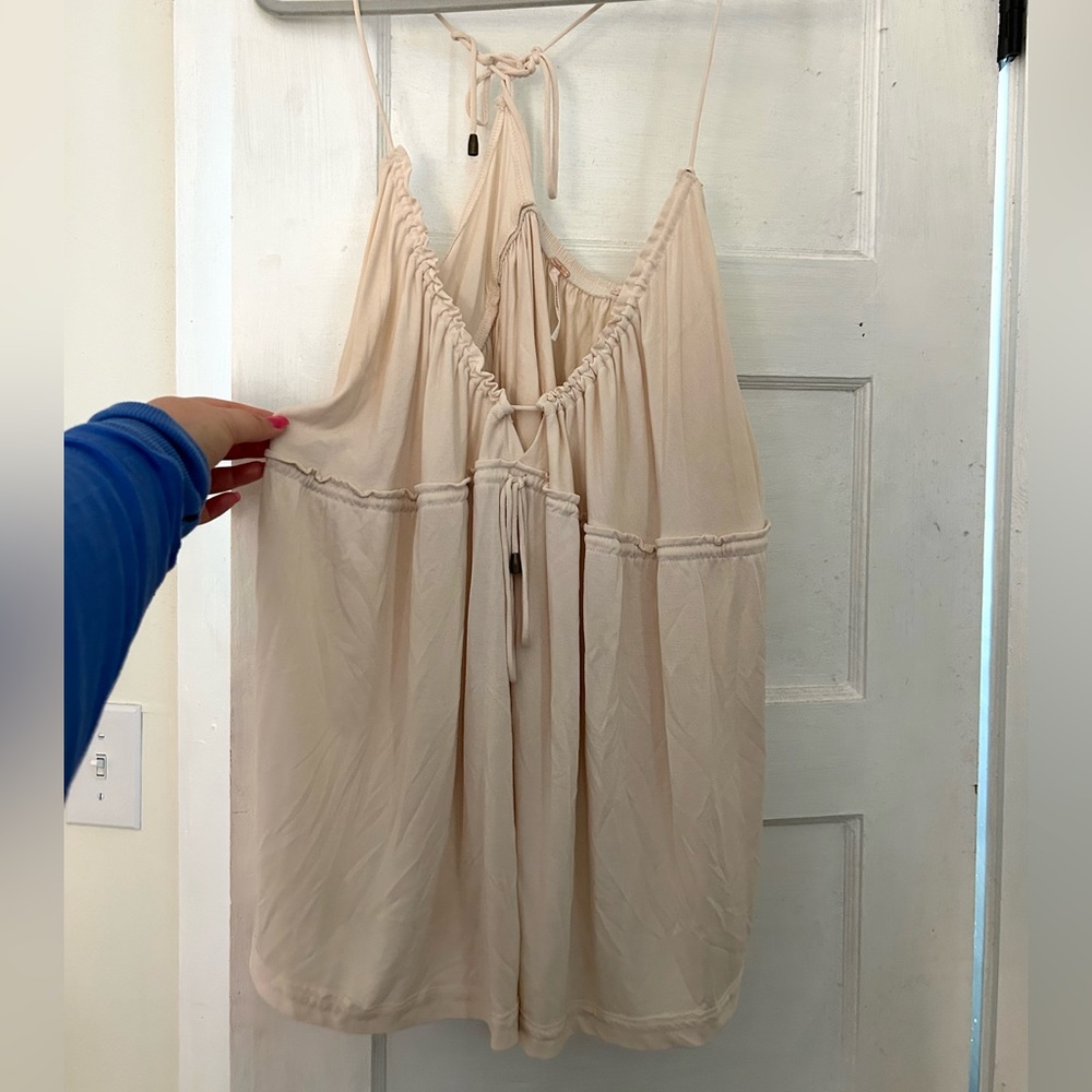 Free People Cream Halter Tank Top